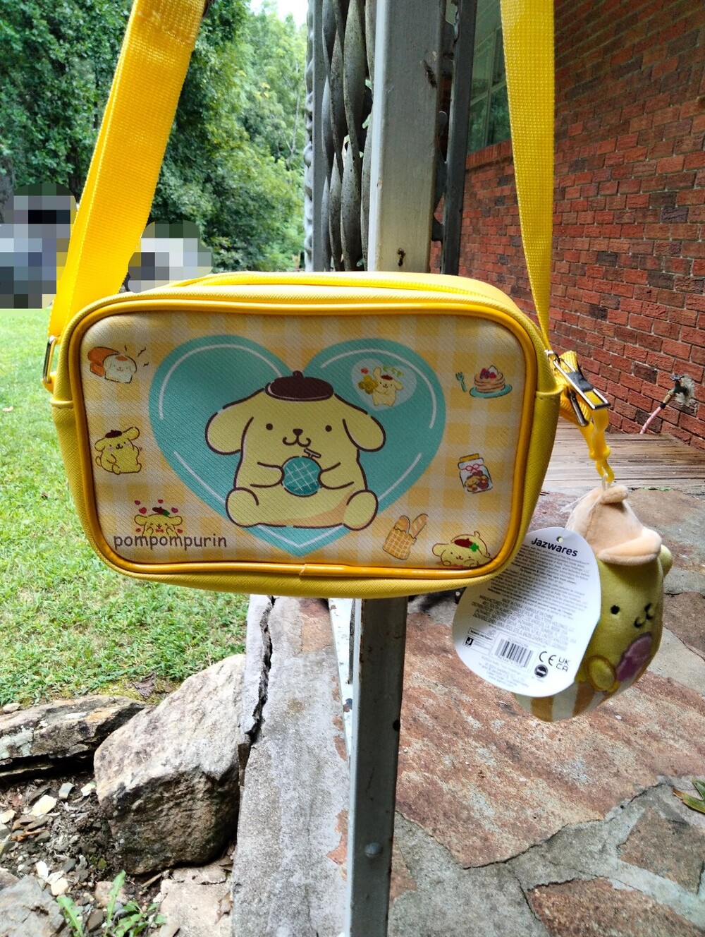 Pom Pom PurinCrossbody Bag With Pom Pom Purin  Squishmallow Keychain